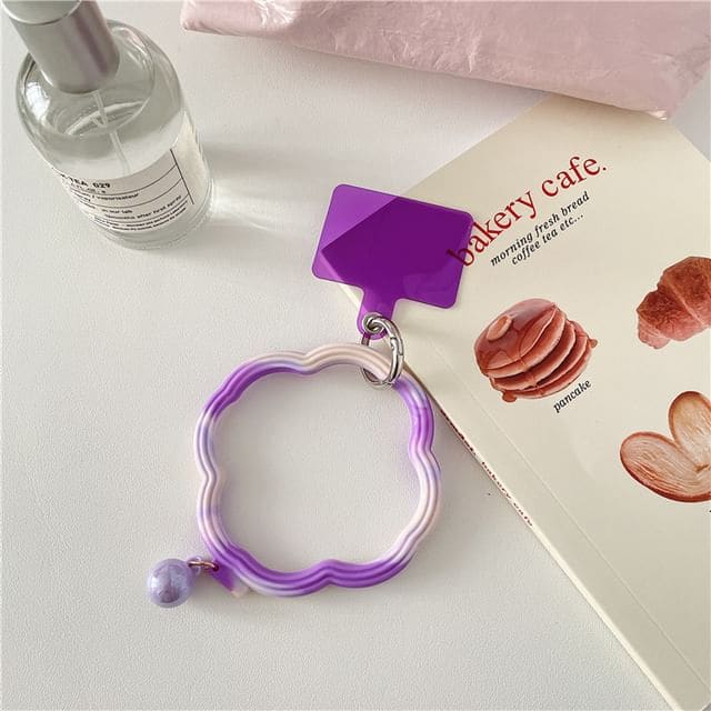 Wavy Hoop Phone Strap with Lanyard Pad - B1 - Purple &