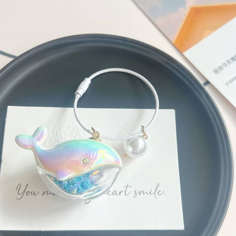 Whale Faux Pearl Bag Charm Keyring