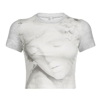 White Aesthetic Statue T-Shirt - S / White - T-Shirts