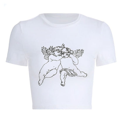 White Angel Crop Tee - T - Shirts