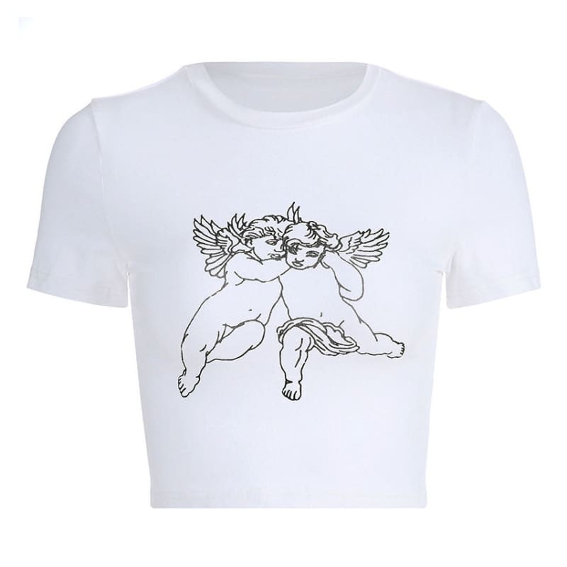 White Angel Crop Tee - T - Shirts