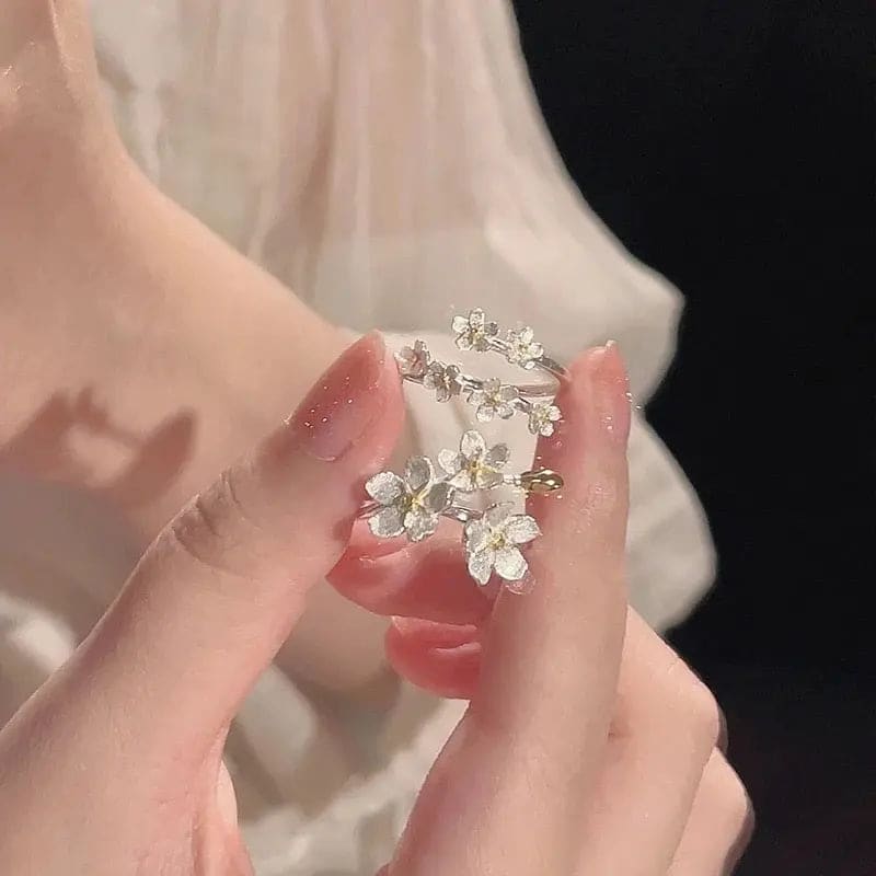 Kawaii Aesthetic Y2K Cute Fairy White Botanical Rings MK Kawaii Store