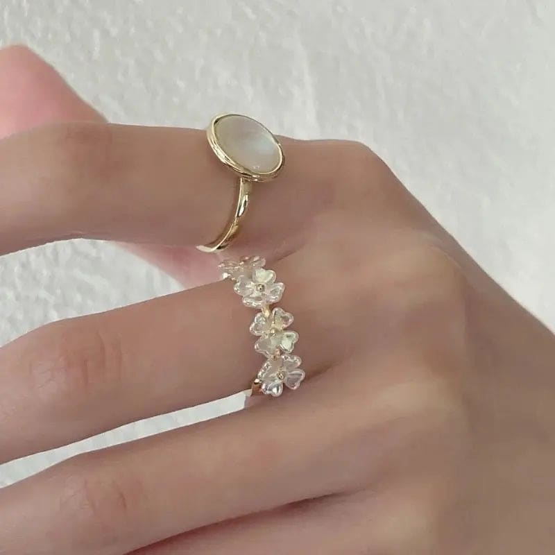 Kawaii Aesthetic Y2K Cute Fairy White Botanical Rings MK Kawaii Store