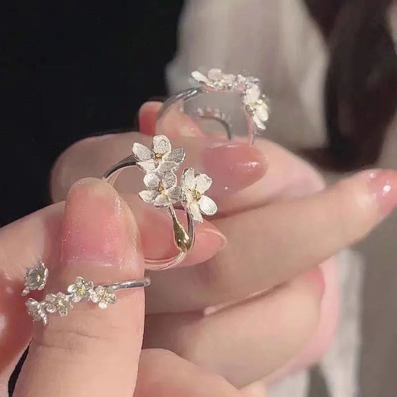 Kawaii Aesthetic Y2K Cute Fairy White Botanical Rings MK Kawaii Store