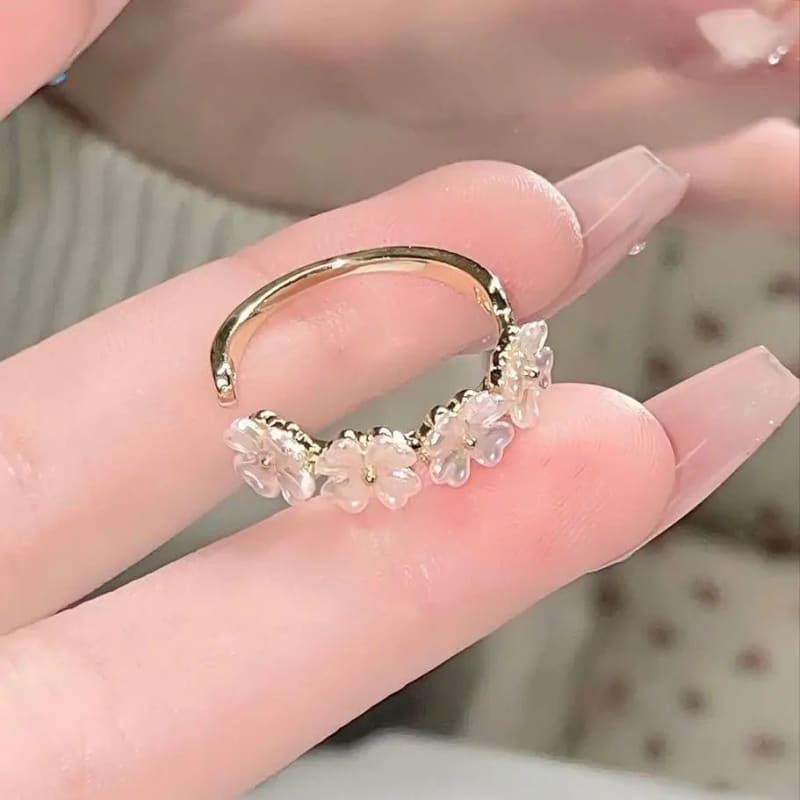 Kawaii Aesthetic Y2K Cute Fairy White Botanical Rings MK Kawaii Store