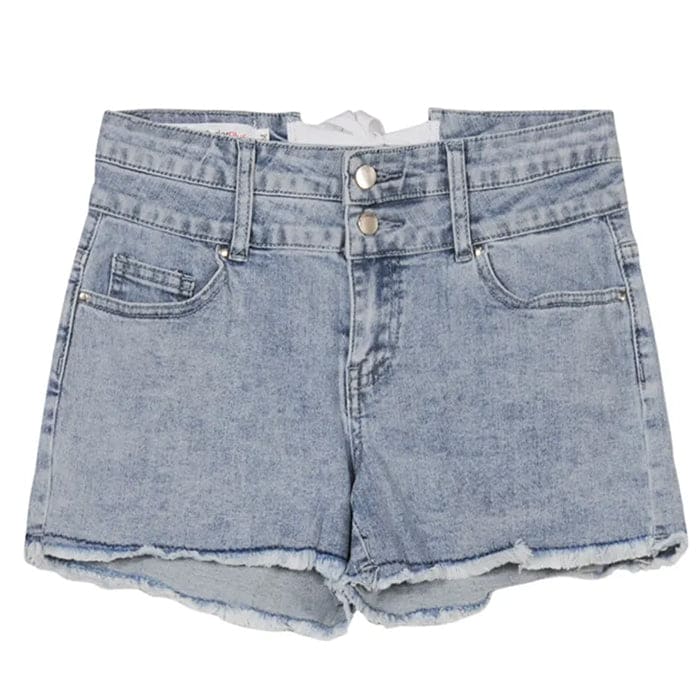 White Bow Tie Denim Shorts - Shorts