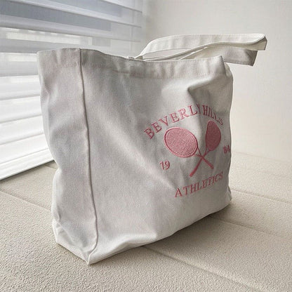 White Canvas Tennis Tote Bag - Standart / White - Bags