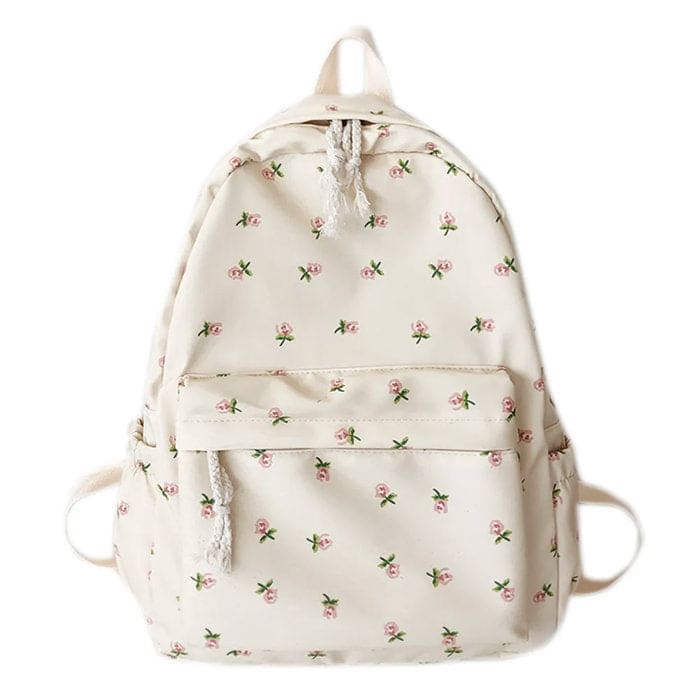 White Casual Floral Backpack - Standart / 1 - Backpacks