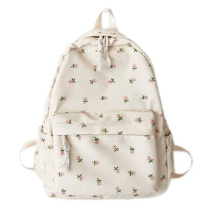 White Casual Floral Backpack - Standart / 1 - Backpacks
