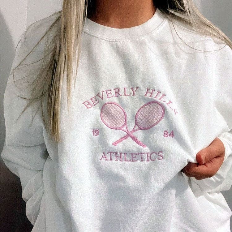 White Casual Tennis Sweatshirt - Sweatshirts