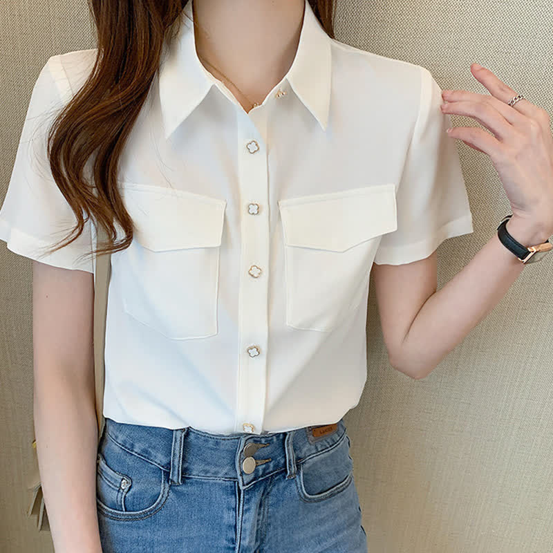 White Double Pockets Shirt