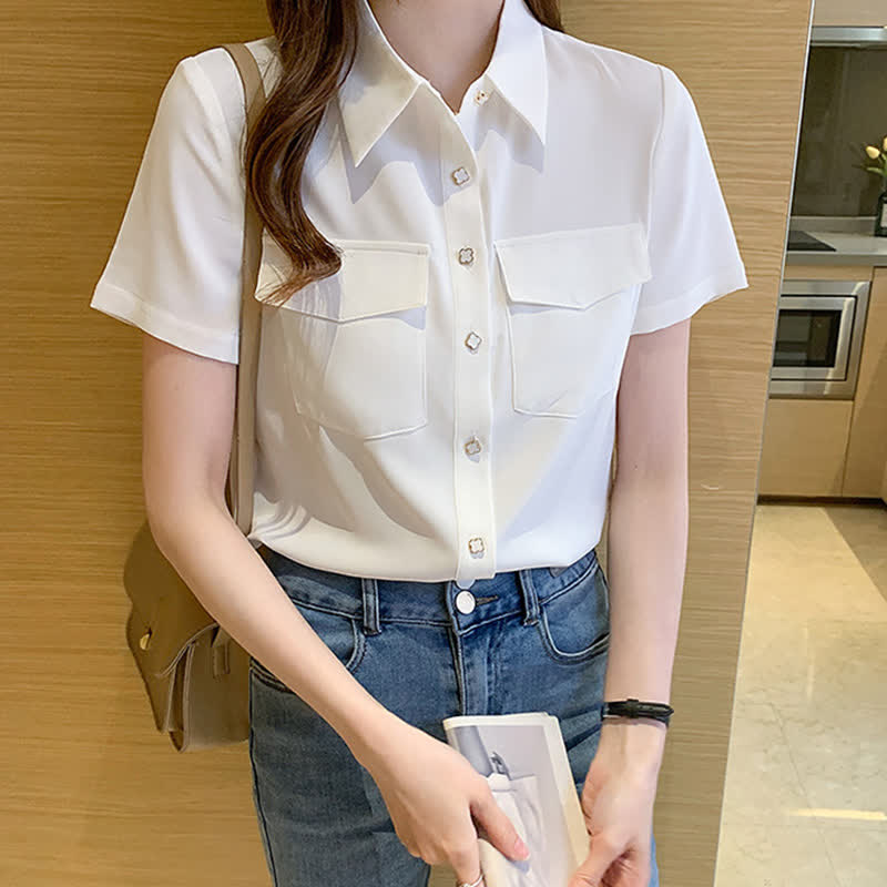 White Double Pockets Shirt