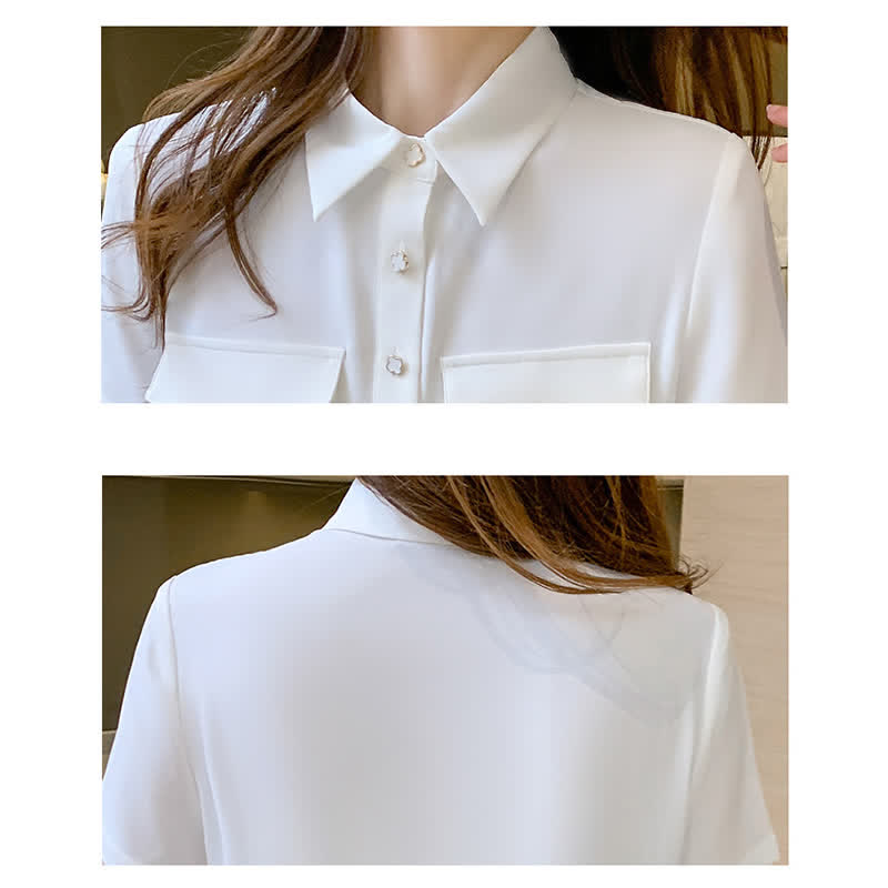 White Double Pockets Shirt