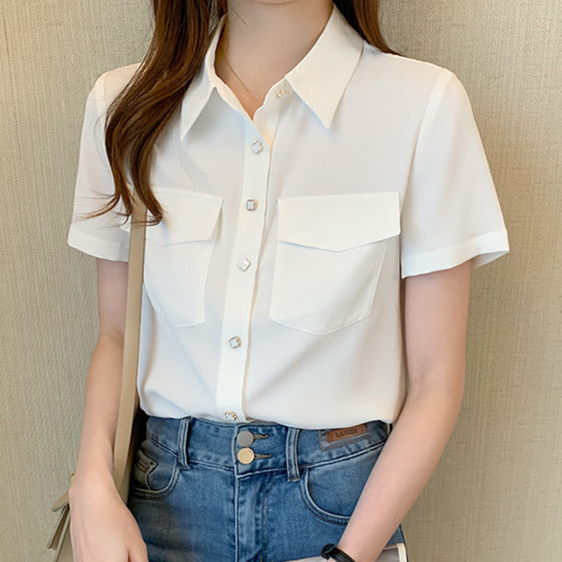 White Double Pockets Shirt