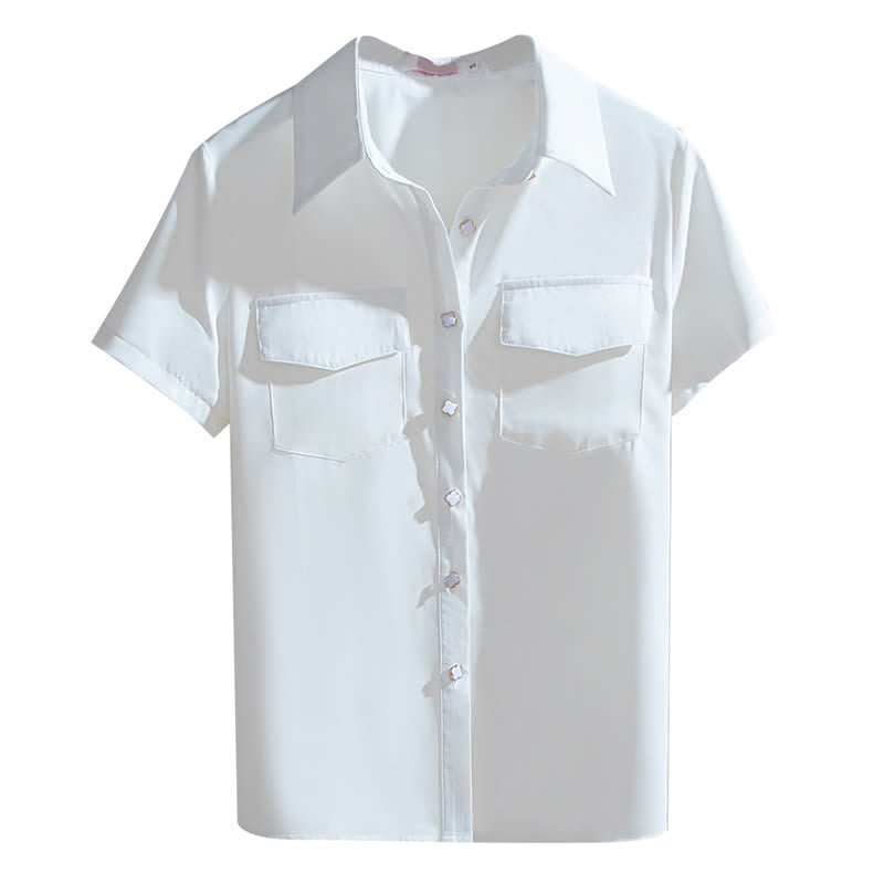 White Double Pockets Shirt - White / S