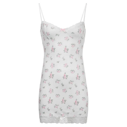 White Flowers Suspender Dress - White / S - Dresses