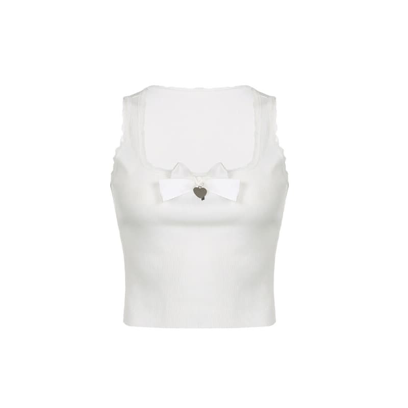 White Heart Bow Lace Top SpreePicky