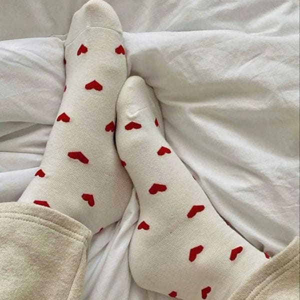 White Heart Soft Socks - White - Socks