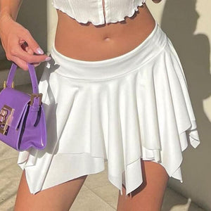 White Irregular Mini Skirt - mini skirts