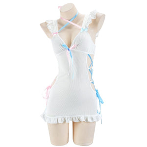 White Lace Up Pink Blue Open Sides Sweet Dress ON903 - F /