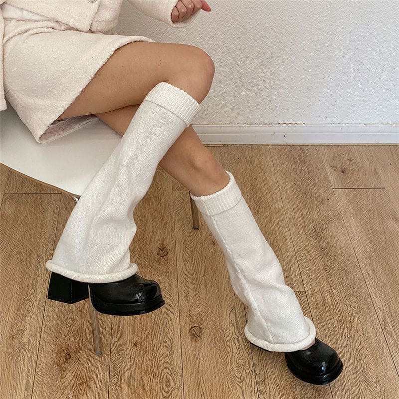 White Loose Knit Leg Warmers