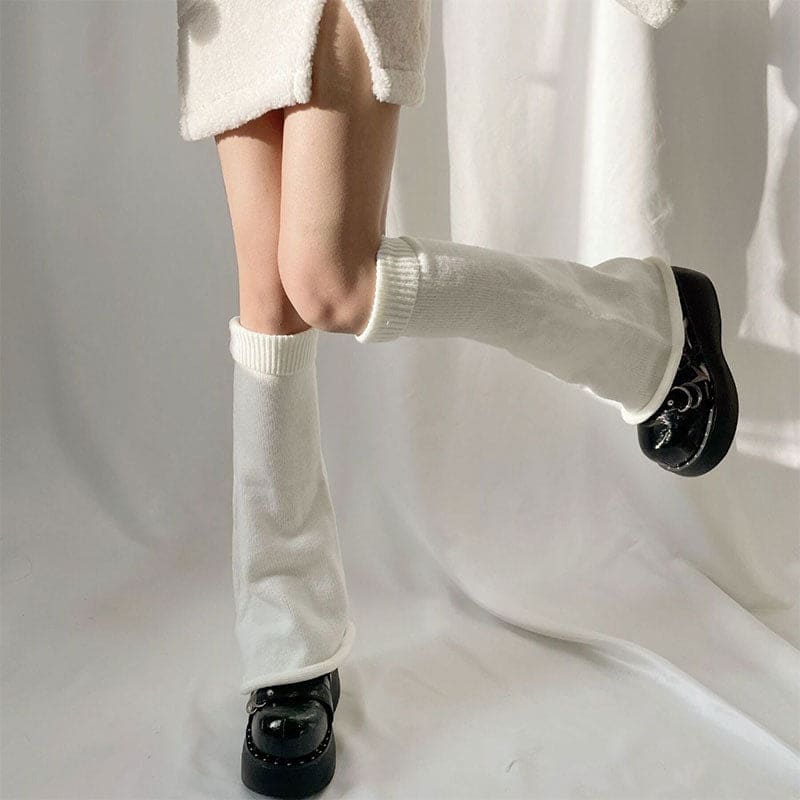 White Loose Knit Leg Warmers