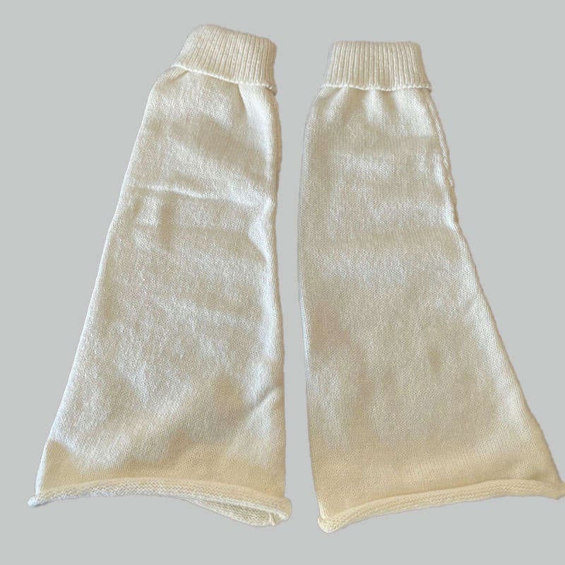 White Loose Knit Leg Warmers - Begie / One Size