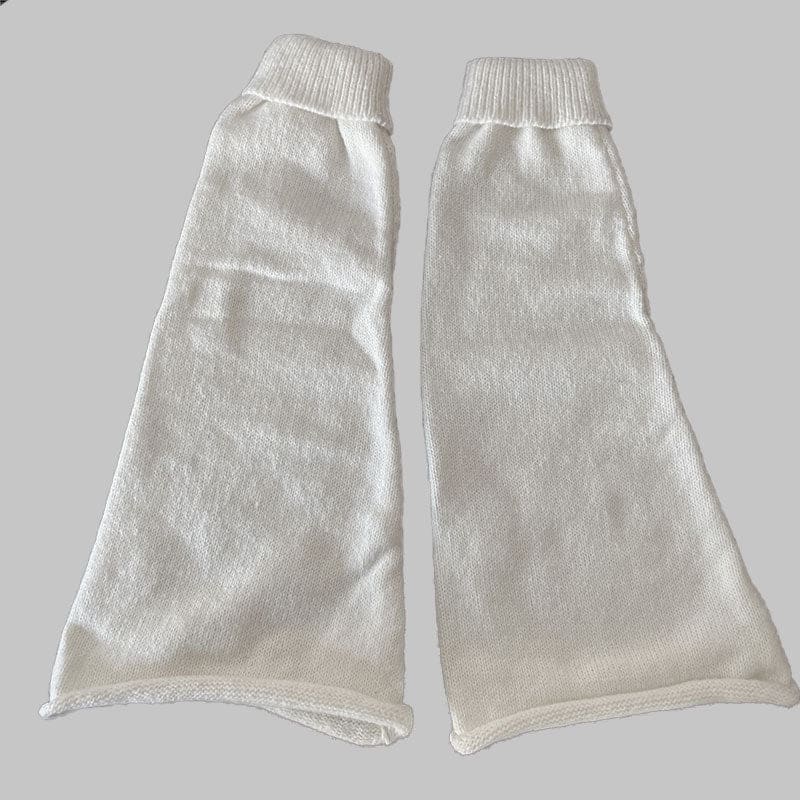 White Loose Knit Leg Warmers - White / One Size