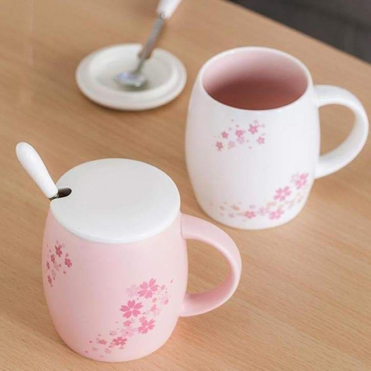 White/Pink Pastel Cute Sakura Mug Cup MK16049 - cup