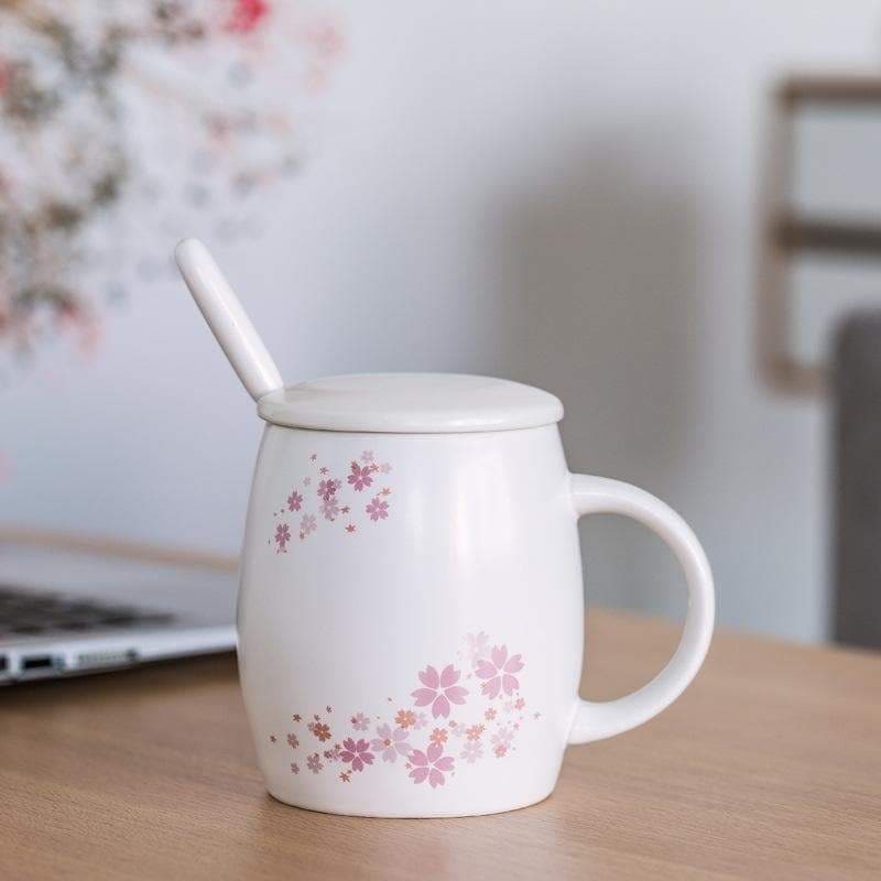 White/Pink Pastel Cute Sakura Mug Cup MK16049 - White - cup