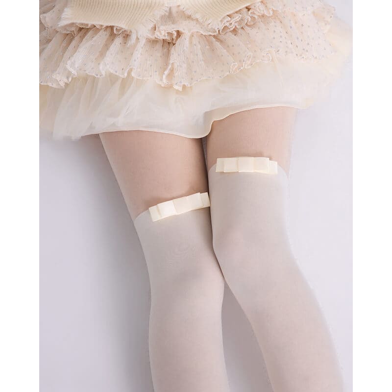 White Soft Bow Tights - Milk white - Tights