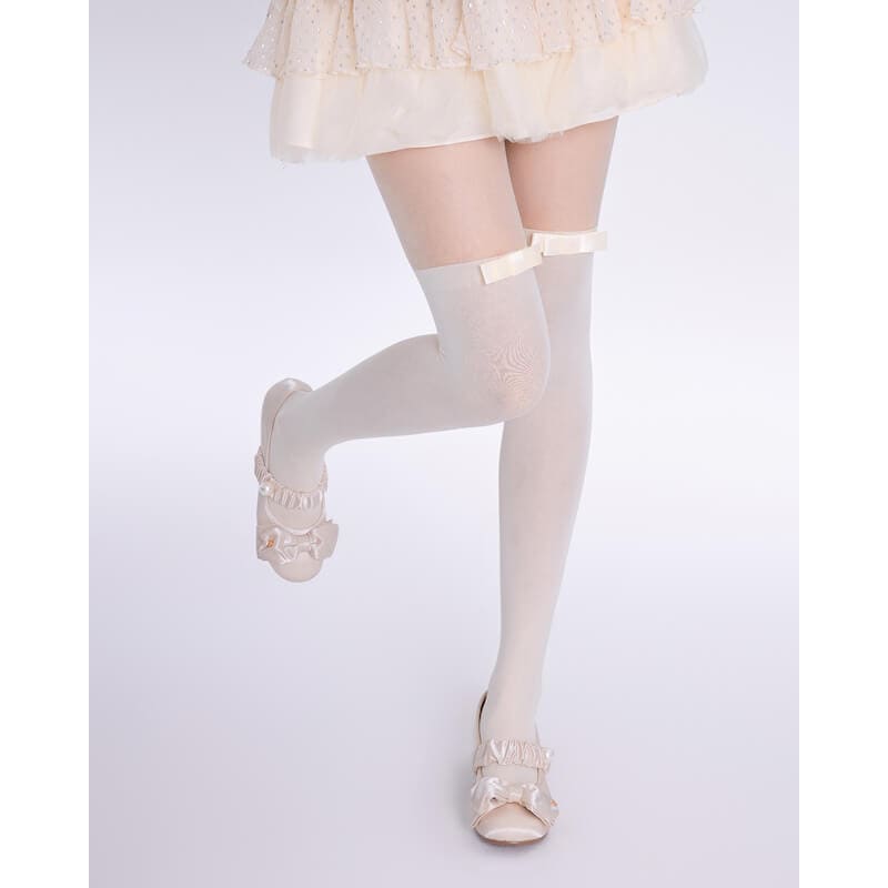 White Soft Bow Tights - Milk white - Tights