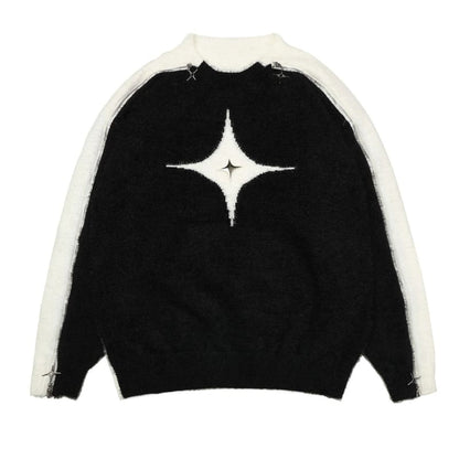 White Star Open-Shoulder Sweater - S / Black - Sweaters