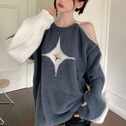 White Star Open-Shoulder Sweater - Sweaters