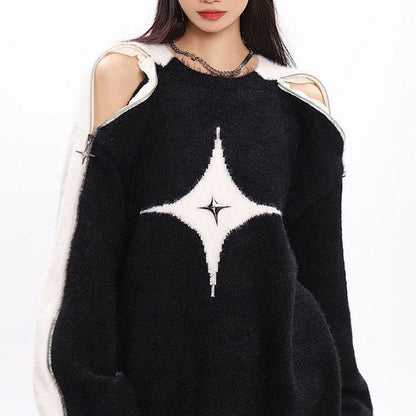 White Star Open-Shoulder Sweater - Sweaters