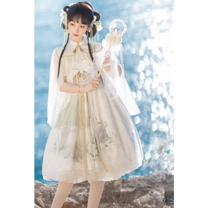 White Tang Dynasty Hanfu Dress - Modern Hanfu