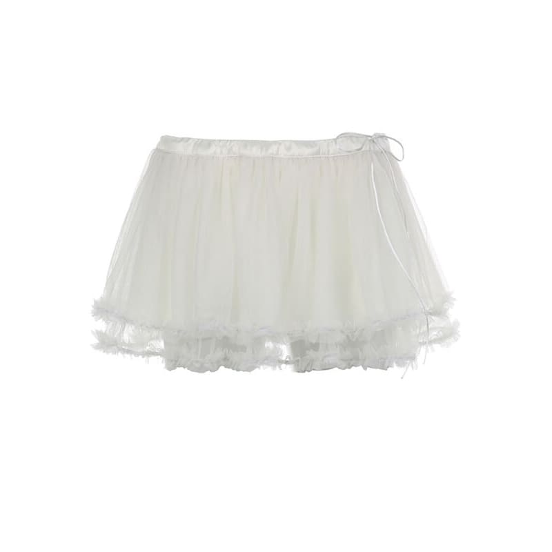 White Tulle Mesh Layered skirt - mini skirts