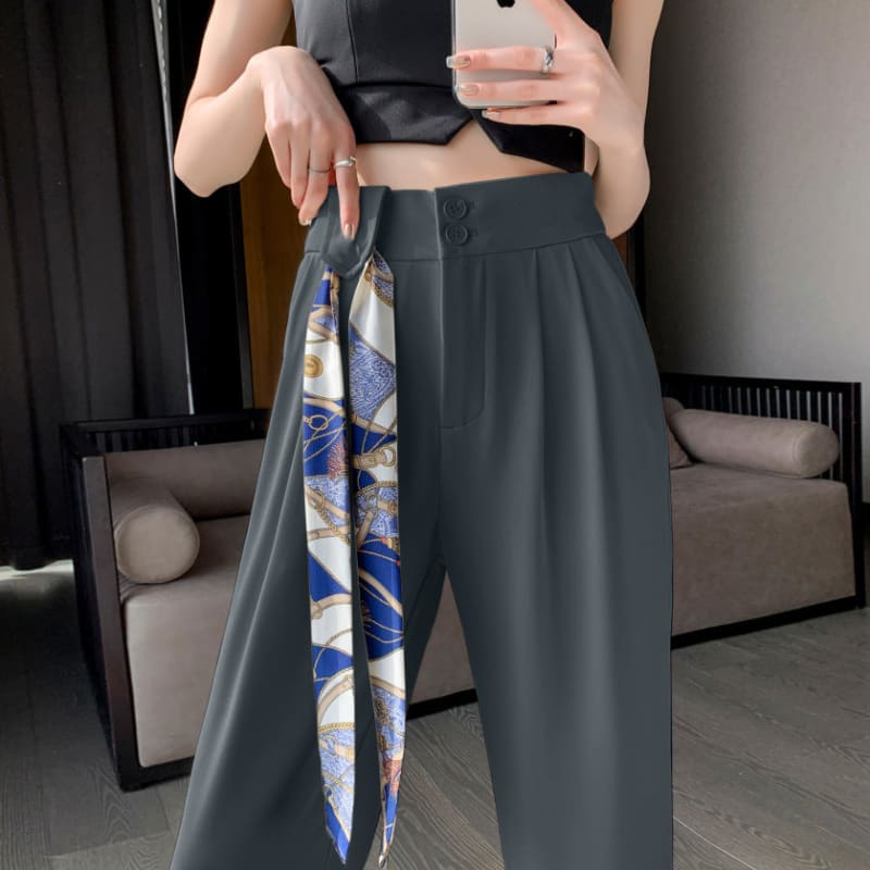 Wide Leg Drape Suit Pants With Waistband