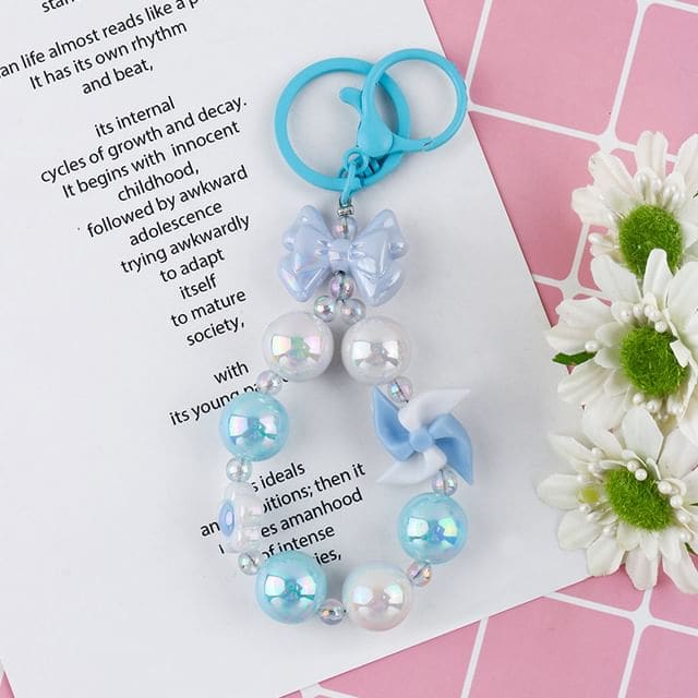 Windmill Faux Pearl Keyring - Q1625-3 - Blue & White