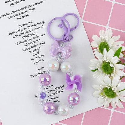 Windmill Faux Pearl Keyring - Q1625-5 - Purple & White