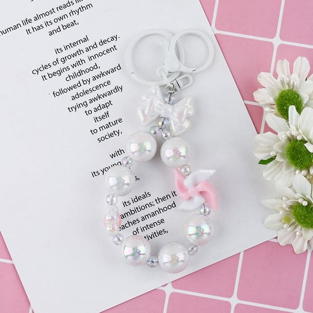 Windmill Faux Pearl Keyring - Q1625-6 - White / One Size