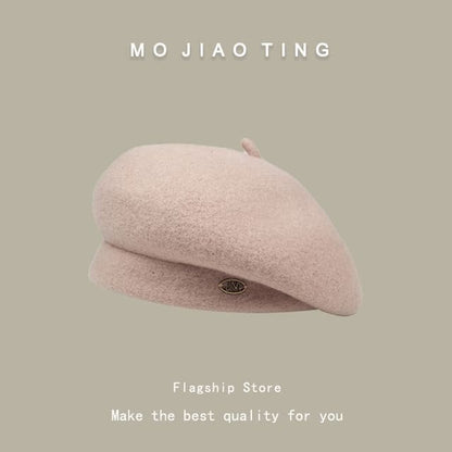 Wool Beret Hat - Light Pink / One Size