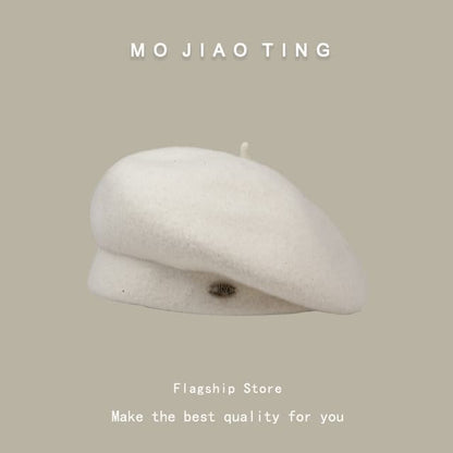 Wool Beret Hat - Off-White / One Size