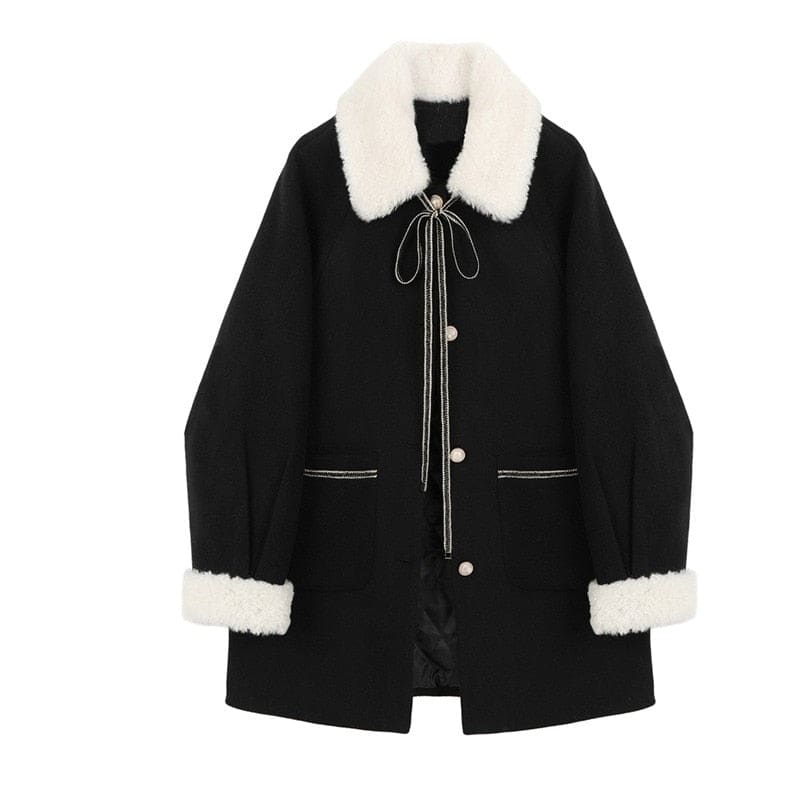 Wool Turn-down Collar Coat Single Breasted Long Jackets