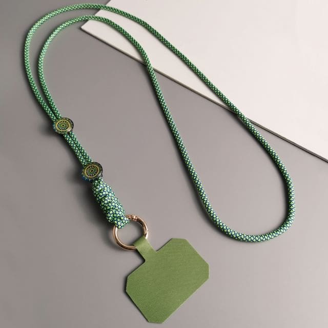 Woven Cord Phone Lanyard with Lanyard Pad - Blue & Green