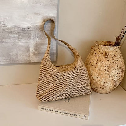 Woven Shoulder Bag - Khaki / One Size