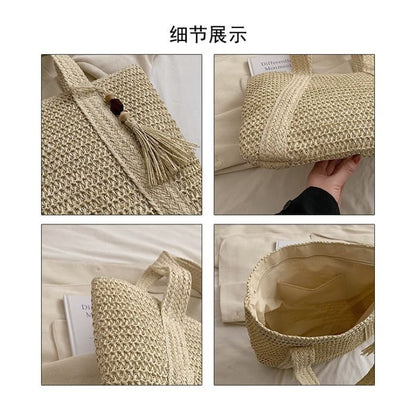 Woven Tasseled Tote Bag