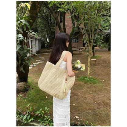 Woven Tasseled Tote Bag