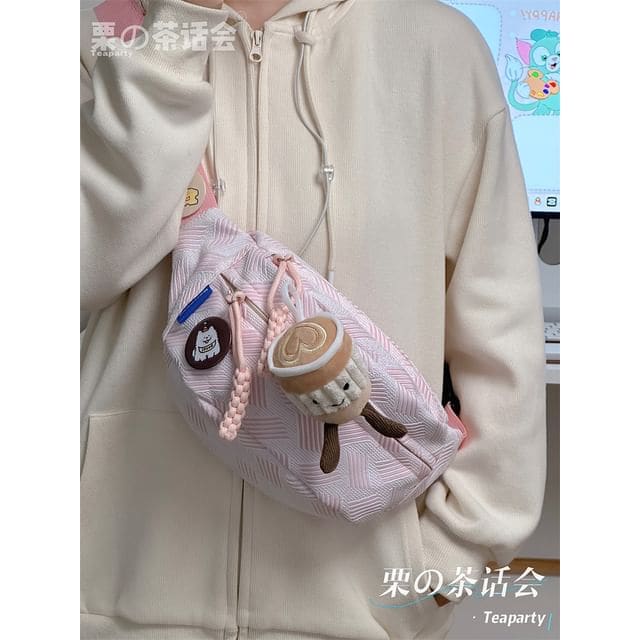 Woven Waist Bag / Bag Charm / Pin / Set - With Cappuccino