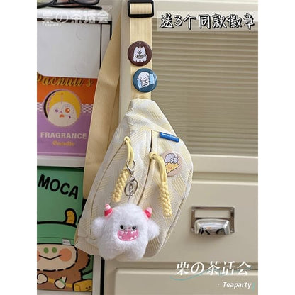 Woven Waist Bag / Bag Charm / Pin / Set - With Horn Monster